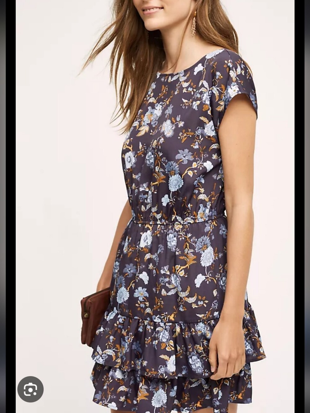 Twelfth Street By Cynthia Vicent Floral Tiered Short-Sleeve Floral Dress Sz. XL